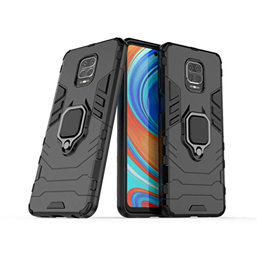 MaiJin Compatible with Xiaomi Mi Redmi Note 9S Redmi Note9 Pro Redmi Note 9 Pro Max Case Metal Ring Grip Kickstand Shockproof Hard Bumper Works with Magnetic Car Mount Dual Layer Rugged Cover Black - Image 1