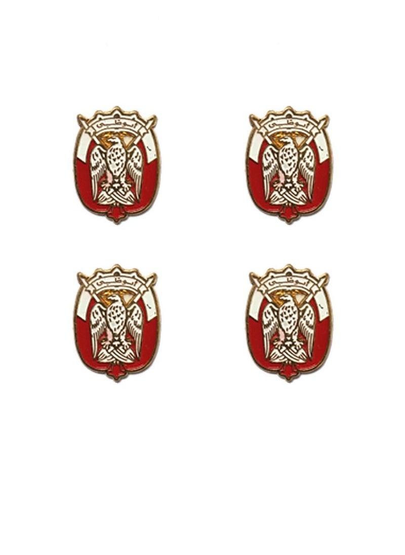 Generic - 4 PC Abu Dhabi Logo Design 2D Sticker Badge Metal 2CM Red/Gold - Image 1