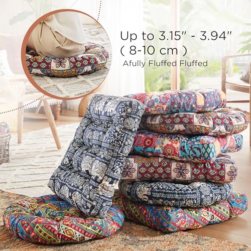 Codi Meditation Floor Pillow, Boho Pillows Seating for Adults and Kids, Large Cushion for Yoga Living Room Tatami Sitting, Memory Foam Added, 22x22 Inch Pack of 2, Round - Multi Blaidiere - Image 4