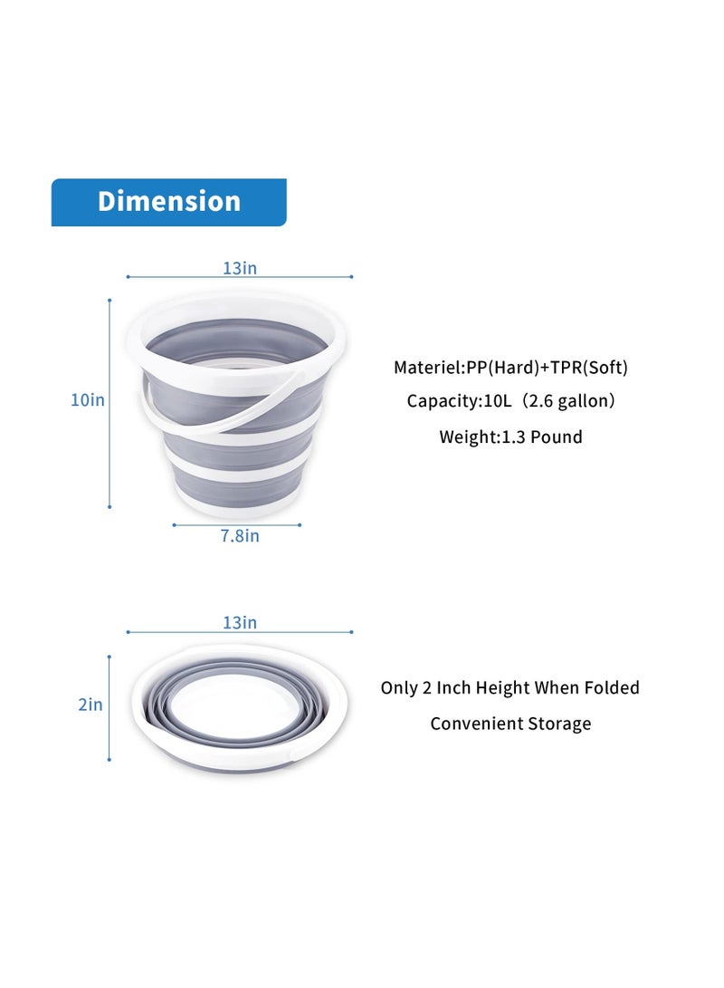 NIBEMINENT SYOSI 10L Collapsible Bucket, 2.6 Gallon Foldable Cleaning Mop Portable Small Plastic Water Supplies for Outdoor Garden Camping, Fishing, Car Wash, Space Saving - Image 2