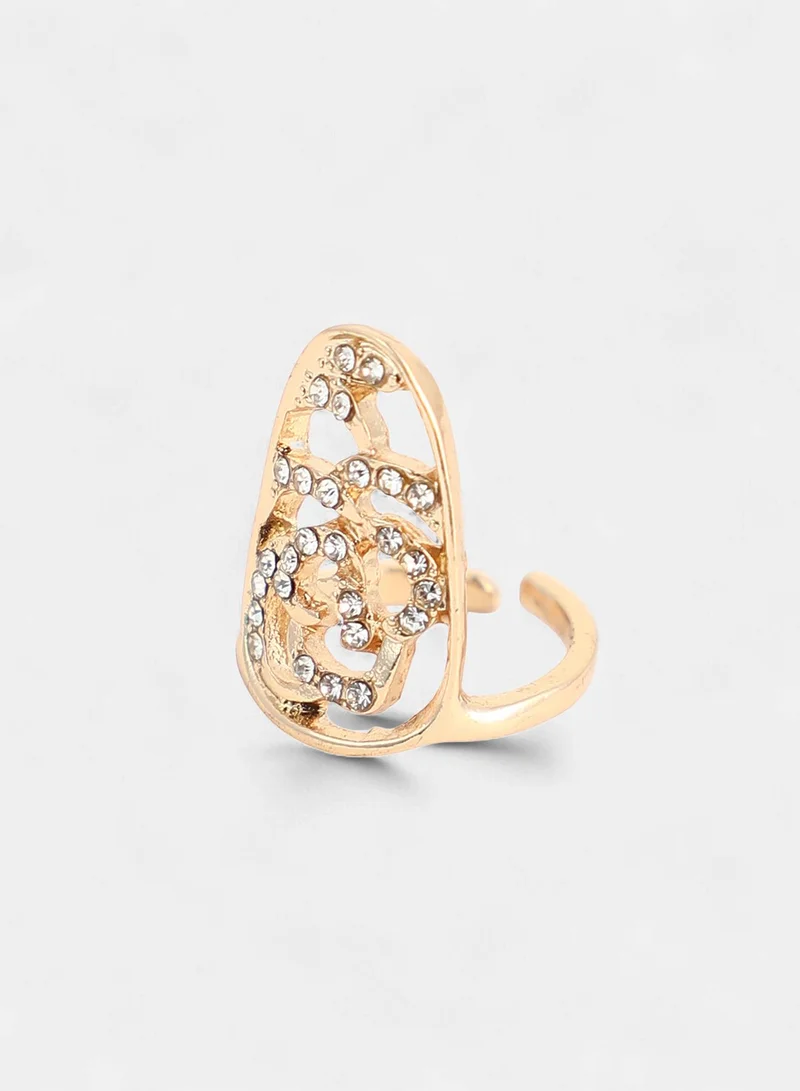 SOHI SOHI Women The Regal-Papillon Nail Ring Set | California  Colour | Set Of 5 | One-Size | Artificial Stone Alloy Material | Adjustable Closure | Ring For Casual & Evening Wear