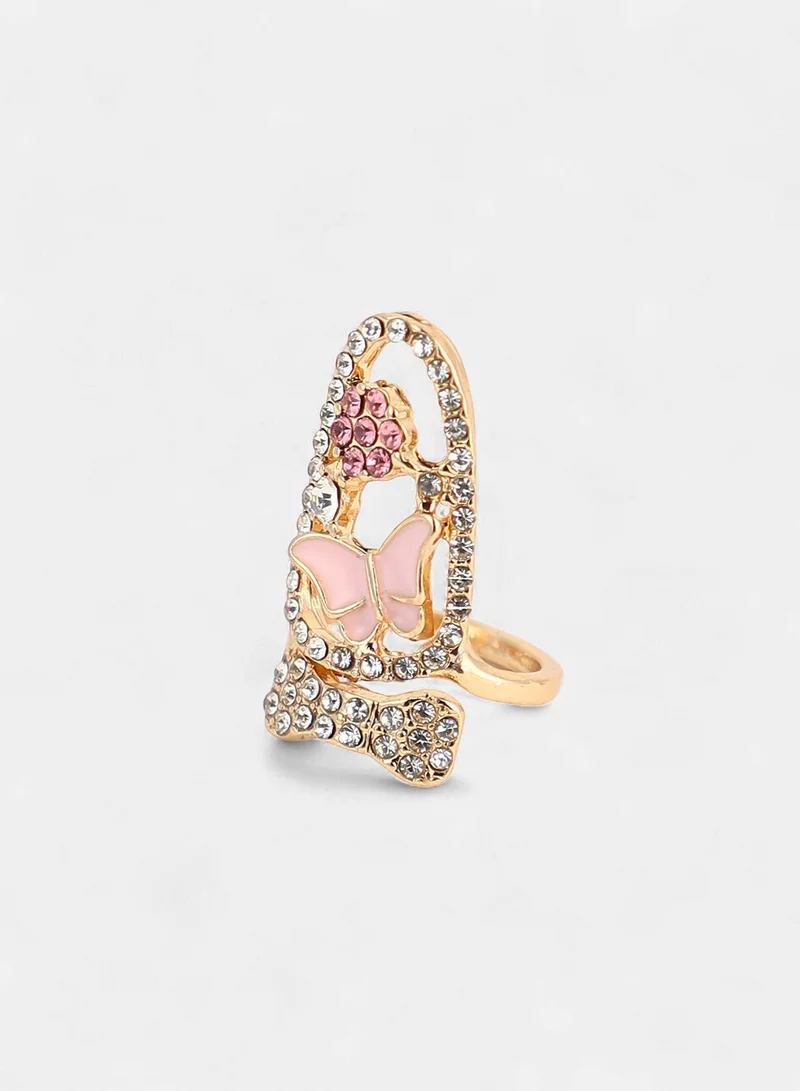 SOHI SOHI Women The Regal-Papillon Nail Ring Set | California  Colour | Set Of 5 | One-Size | Artificial Stone Alloy Material | Adjustable Closure | Ring For Casual & Evening Wear