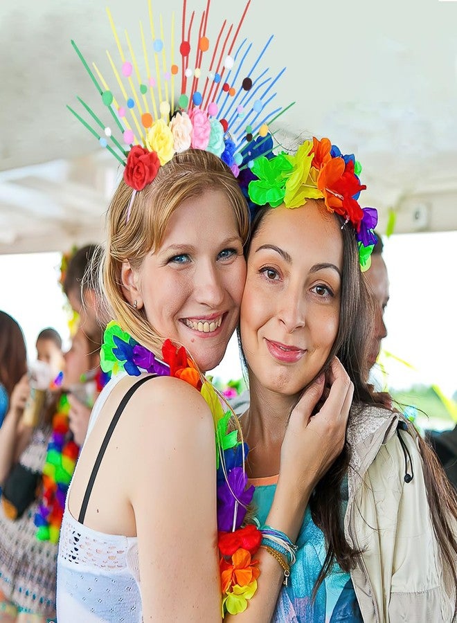 AUOCATTAIL Rainbow Headbands Halo Sun Flower Crown Hair Accessories Rainbow Sunburst Spiked LGBTQ Headdress Pride Outfits for Pride Day Parade Halloween Costume Cosplay Carnival Party Headpiece - Image 5