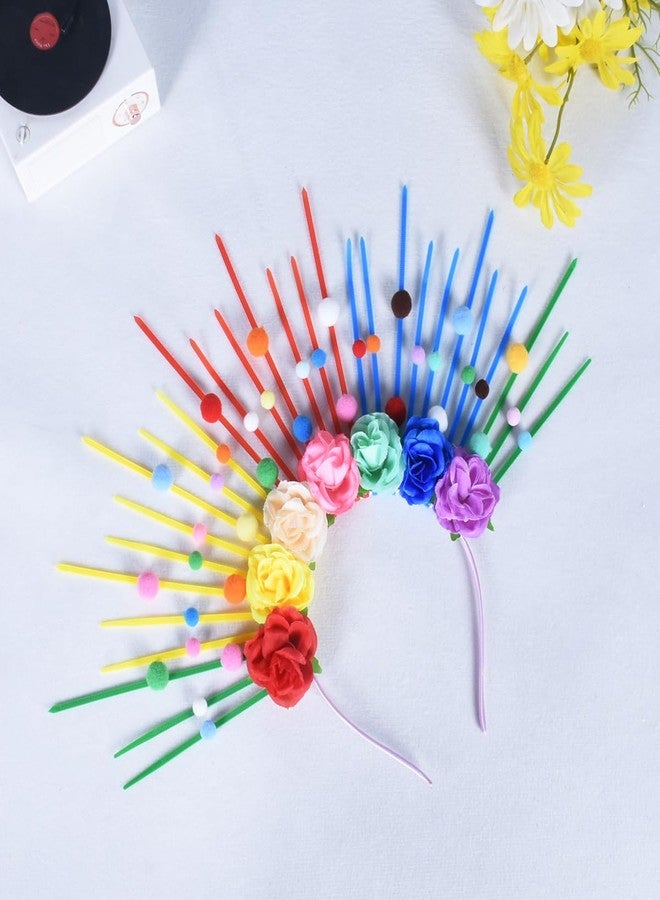 AUOCATTAIL Rainbow Headbands Halo Sun Flower Crown Hair Accessories Rainbow Sunburst Spiked LGBTQ Headdress Pride Outfits for Pride Day Parade Halloween Costume Cosplay Carnival Party Headpiece - Image 3