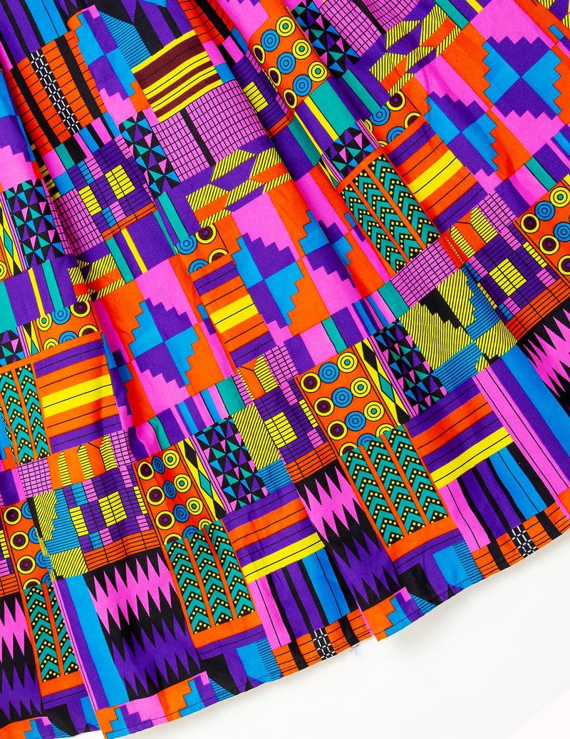 SHENBOLEN Women African Traditional Costume Ankara Print Skirt Dashiki Long Skirts (X-Large,J) - Image 4