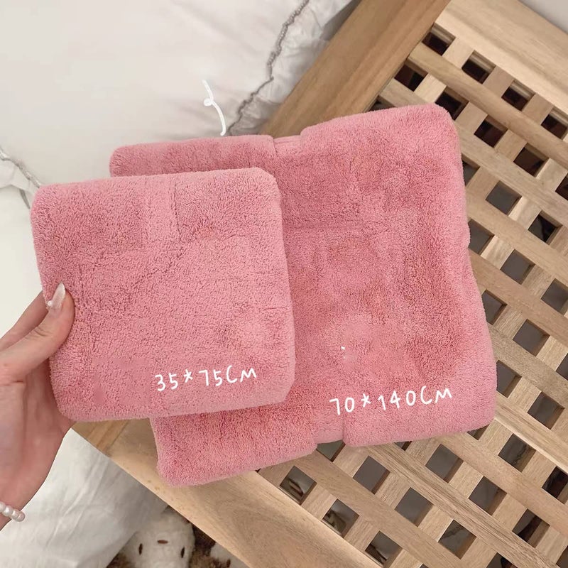 wolpin Large Bath Towel 100% Cotton Bath Towels (70 x 140 cm) 500 GSM Hand Towel, Ultra Soft Super Absorbent Bath Towel for Men & Women, Kids (Coral Velvet, Pink) - Image 2