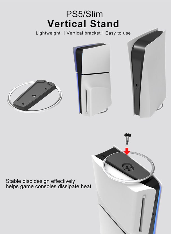 Vertical Stand for PS5 Slim/ PS5 Pro Console, PS5 Pro、PS5 Slim、PS5 Console stand , keep your PS5 Pro、PS5 Slim Console secure in the upright position,and keep your console in style, available for both Disc and Digital version - Image 3
