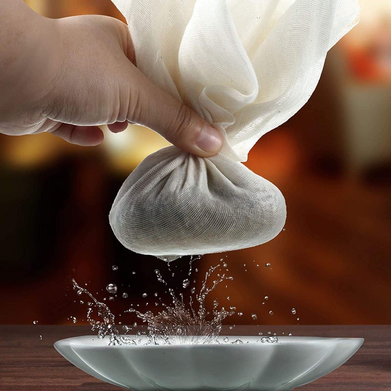 WHISKET Cheesecloth Bags Unbleached 100% Cotton Fabric, Reusable Ultra Fine Muslin Cloth Filter Strainer for Straining, Cooking, Cheesemaking [5] - Image 1