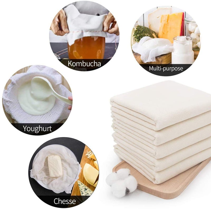 WHISKET Cheesecloth Bags Unbleached 100% Cotton Fabric, Reusable Ultra Fine Muslin Cloth Filter Strainer for Straining, Cooking, Cheesemaking [5] - Image 3