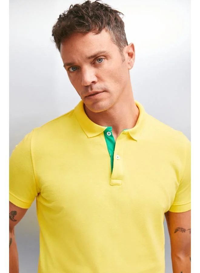 GRIMELANGE Grimelange Mathew Men's Yellow Polo Neck T-Shirt