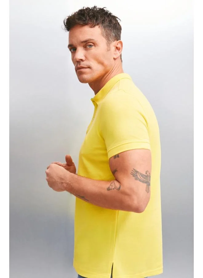 GRIMELANGE Grimelange Mathew Men's Yellow Polo Neck T-Shirt