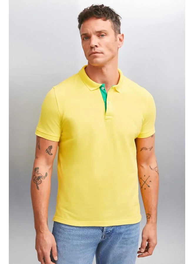 GRIMELANGE Grimelange Mathew Men's Yellow Polo Neck T-Shirt