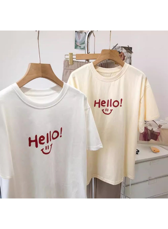 NIBEMINENT Men's T-Shirts Men Letter Graphic Drop Shoulder Tee T-Shirts for Men (Color : White, Size : Large) - Image 1