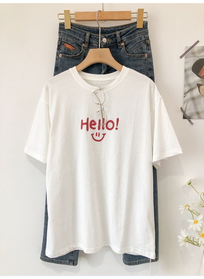 NIBEMINENT Men's T-Shirts Men Letter Graphic Drop Shoulder Tee T-Shirts for Men (Color : White, Size : Large) - Image 2