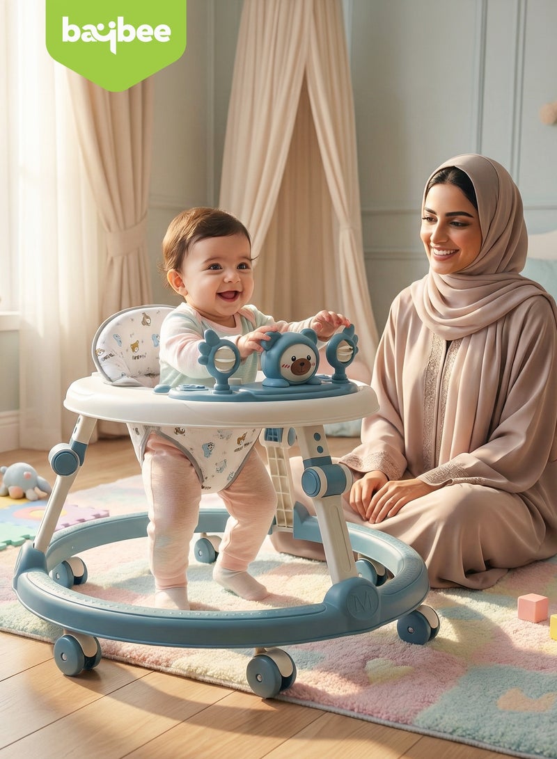 BAYBEE Baby Walker for Kids, Foldable Kids Walker with 2 Height Adjustable, Cushion Padded Seat,  Musical Toy Bar | Kids Activity Walker for Toddlers | Push Walker for Baby Boy Girl 6 to 18 Months Blue - Image 2