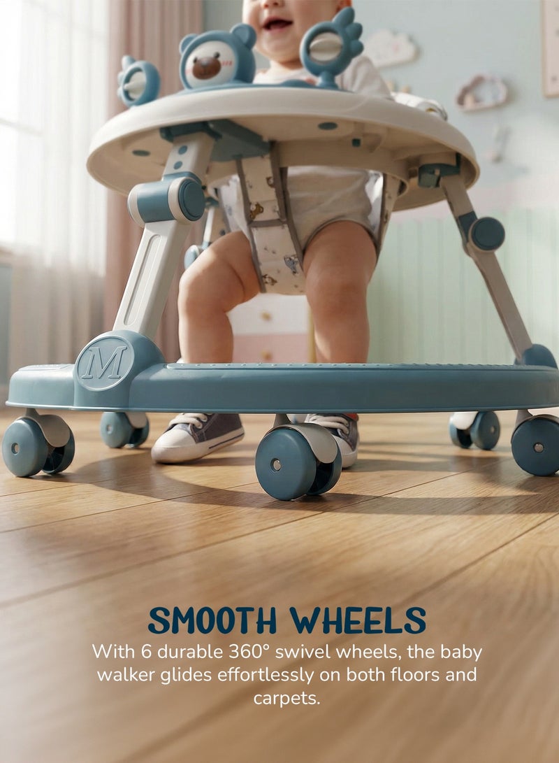 BAYBEE Baby Walker for Kids, Foldable Kids Walker with 2 Height Adjustable, Cushion Padded Seat,  Musical Toy Bar | Kids Activity Walker for Toddlers | Push Walker for Baby Boy Girl 6 to 18 Months Blue - Image 5