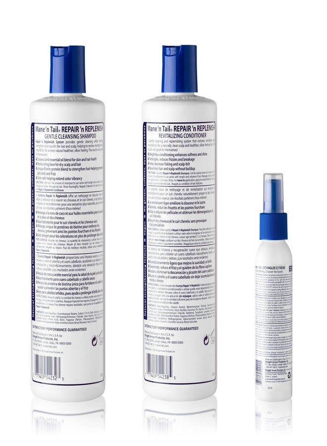 Mane 'n Tail Mane ’n Tail Repair ’n Replenish Sulfate-Free Shampoo & Conditioner (11.2 oz Each) with Extreme Detangler (3.4 oz) – Gentle Cleansing, Nourishing & Curl Defining System for Curly & Natural Hair - Image 2