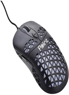 Point PT-216 Plastic Mouse Colorful Glow With Game Peripherals And Ergonomic Design For Windows/Mac - Black