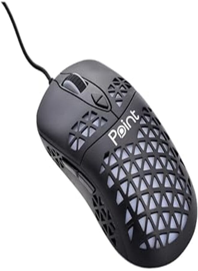 Generic - Point PT-216 Plastic Mouse Colorful Glow With Game Peripherals And Ergonomic Design For Windows/Mac - Black - Image 1