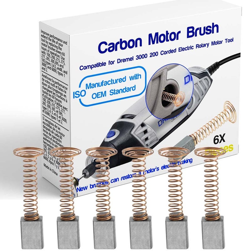 GYSXRDA 6 PCS Carbon Motor Brushes Compatible for Dremel 3000 200 276 396 Brush Repairing Part,for Dremel 2610009829 Motor Replacement Part - Image 4