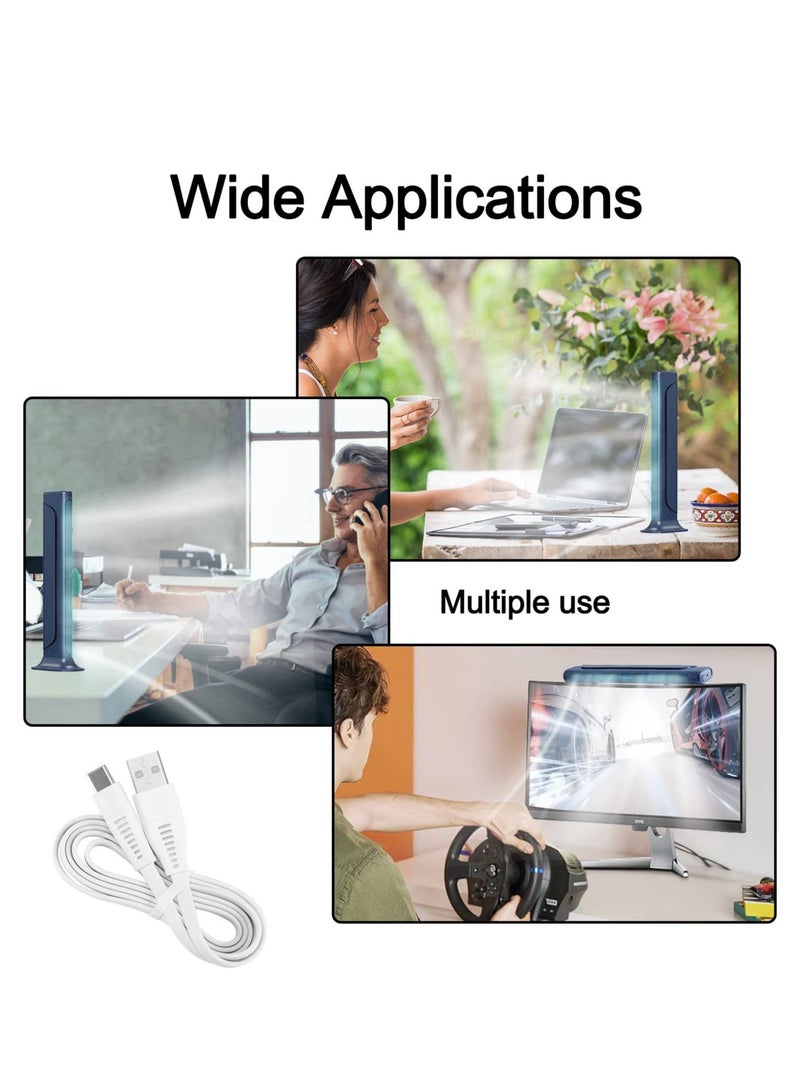 Excefore Table Desktop Cooling Fan, Monitor Clip On Fan, Monitor Fan, Bladeless Office Desk Tower Standing Fan, Strong Wind Quiet Small Desk Fan USB Powered Mini USB Fan for Office Laptops, Desktop PC - Image 3