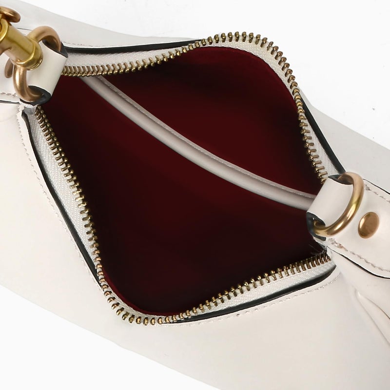 JQWSVE Large Top Handle Bags for Women Ladies Faux Leather Shoulder Purse Crescent Handbags Trendy Crossbody Bag (C02 White) - Image 5
