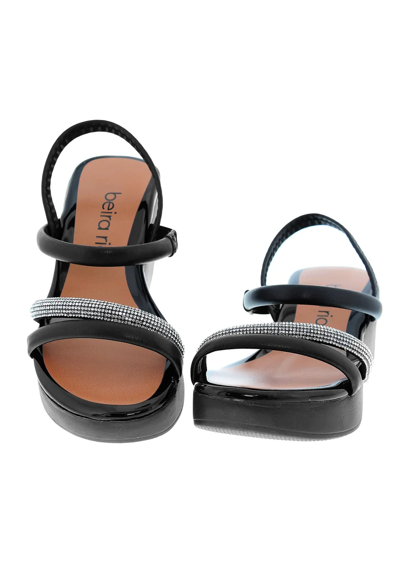 Beira Rio  BEIRA RIO Mid Heel Sandals for Ladies – Black Sandals with Sling Back | Comfortable PU Upper & TPR Sole for Women | Best Price UAE