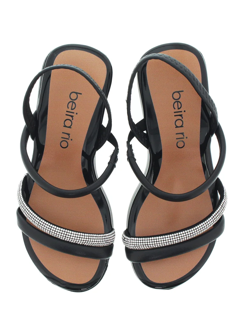 Beira Rio  BEIRA RIO Mid Heel Sandals for Ladies – Black Sandals with Sling Back | Comfortable PU Upper & TPR Sole for Women | Best Price UAE