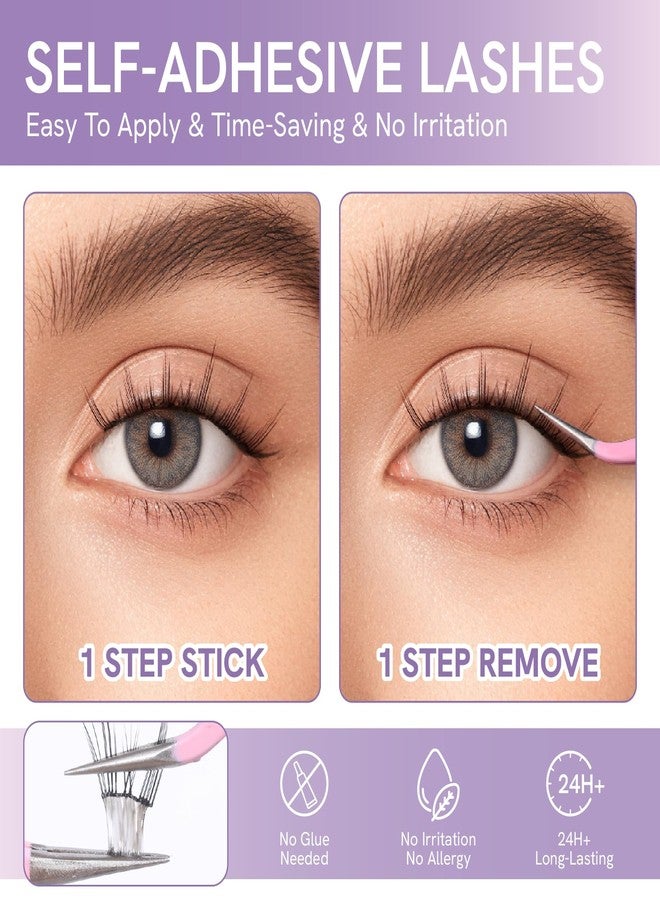 SIMER Self Adhesive Lash Clusters Press On Lashes Natural Eyelash Clusters 10-14mm C Curl Pre-Glued Cluster Lashes No Glue Needed Reusable Wispy DIY Eyelash Extension - Image 2