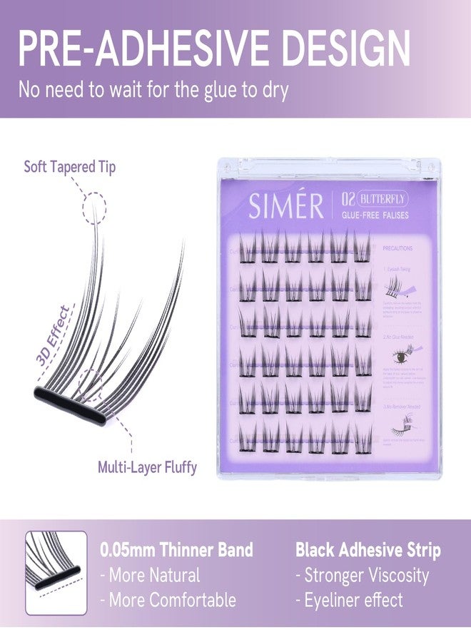SIMER Self Adhesive Lash Clusters Press On Lashes Natural Eyelash Clusters 10-14mm C Curl Pre-Glued Cluster Lashes No Glue Needed Reusable Wispy DIY Eyelash Extension - Image 3