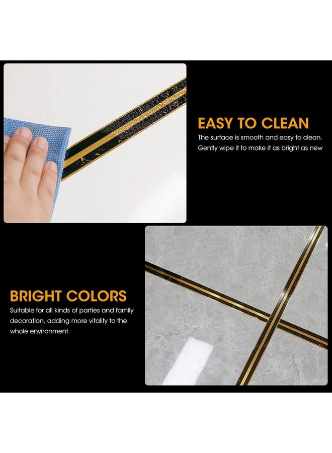 HASTHIP HASTHIP® 5M Black Golden Floor Tiles Stickers, Waterproof Tile Gap Tape, PVC Self Adhesive Tape Ceramic Tile Gap Tape for Detailing Walls, Floor Tile Gap, Cabinetry (2.5CM Width *5M Long)  - Image 3
