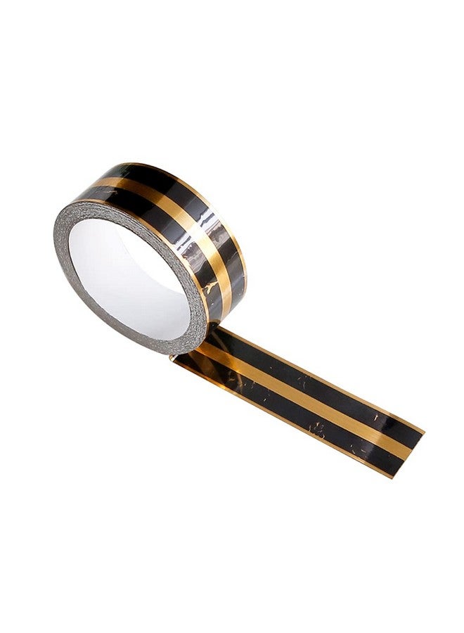 HASTHIP HASTHIP® 5M Black Golden Floor Tiles Stickers, Waterproof Tile Gap Tape, PVC Self Adhesive Tape Ceramic Tile Gap Tape for Detailing Walls, Floor Tile Gap, Cabinetry (2.5CM Width *5M Long)  - Image 1