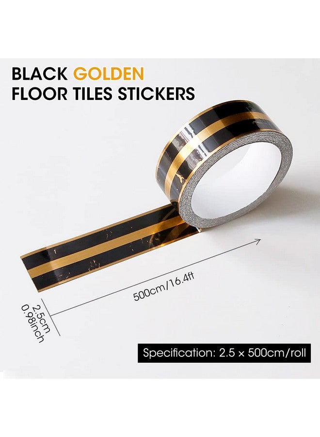 HASTHIP HASTHIP® 5M Black Golden Floor Tiles Stickers, Waterproof Tile Gap Tape, PVC Self Adhesive Tape Ceramic Tile Gap Tape for Detailing Walls, Floor Tile Gap, Cabinetry (2.5CM Width *5M Long)  - Image 2
