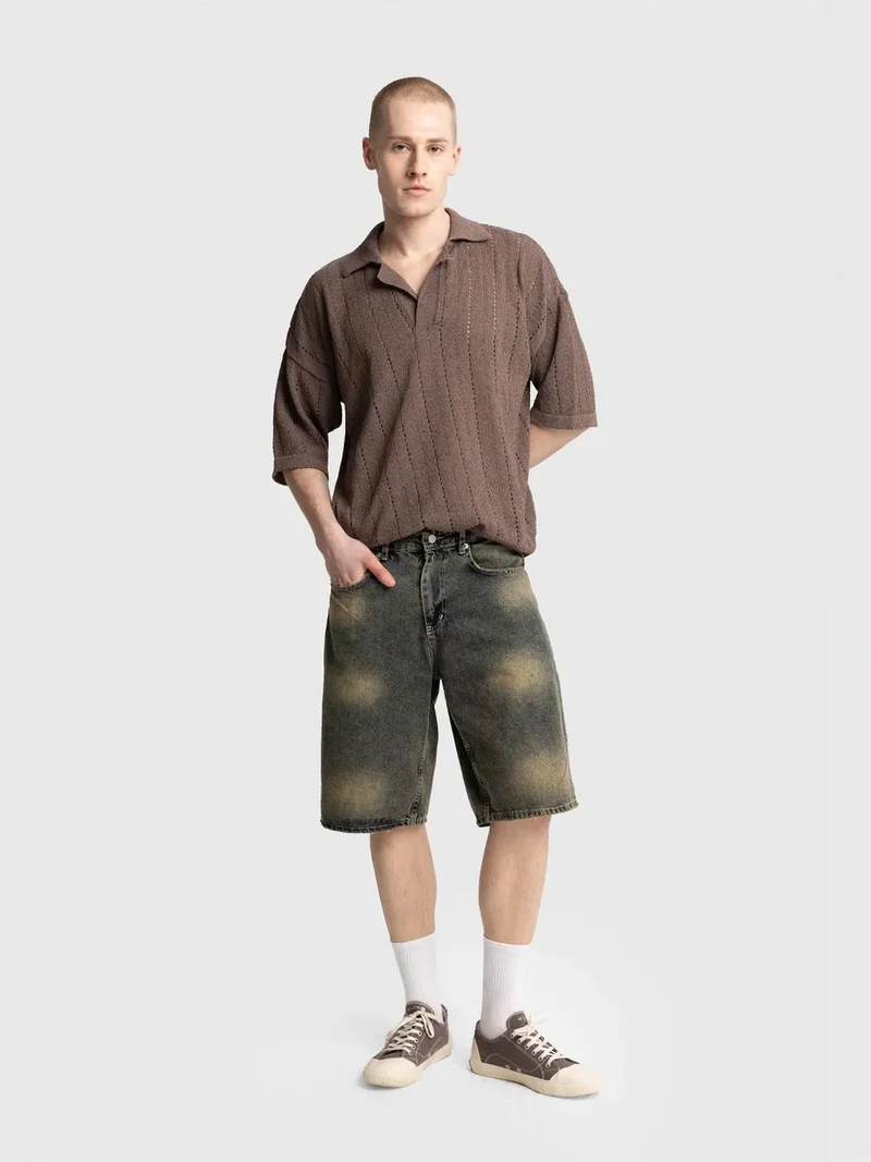 Giesto GIESTO Men's Relaxed Cotton Textured Polo T-Shirt