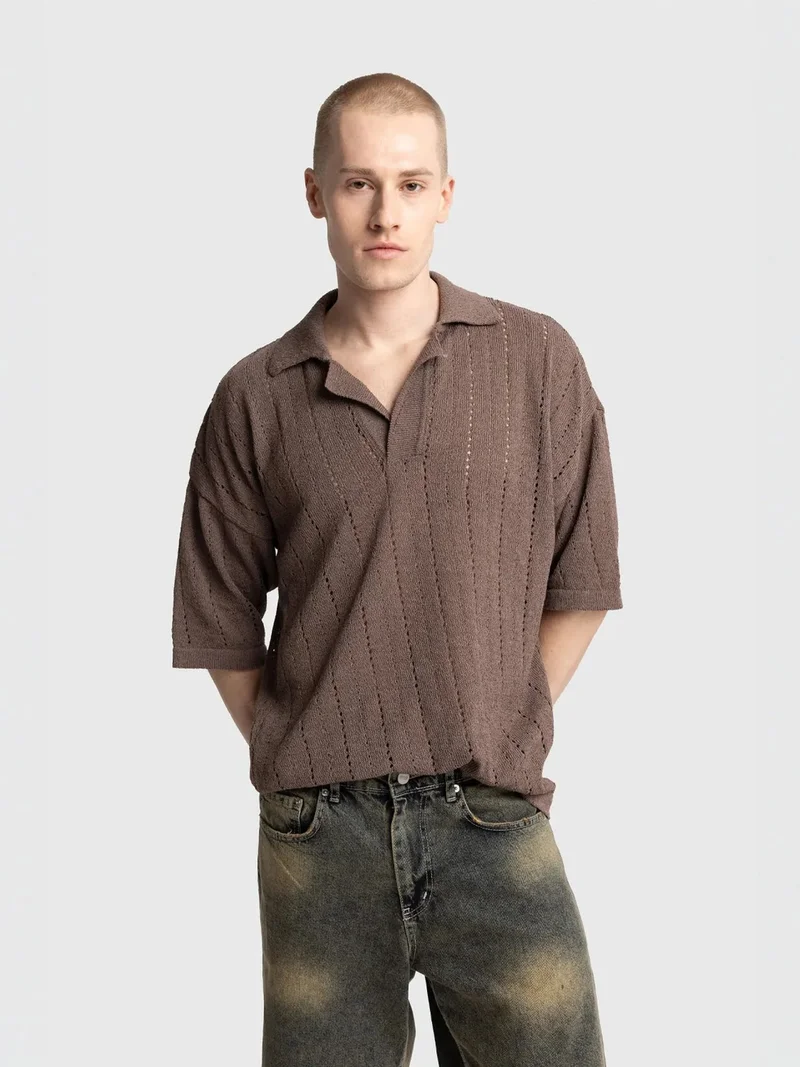 Giesto GIESTO Men's Relaxed Cotton Textured Polo T-Shirt