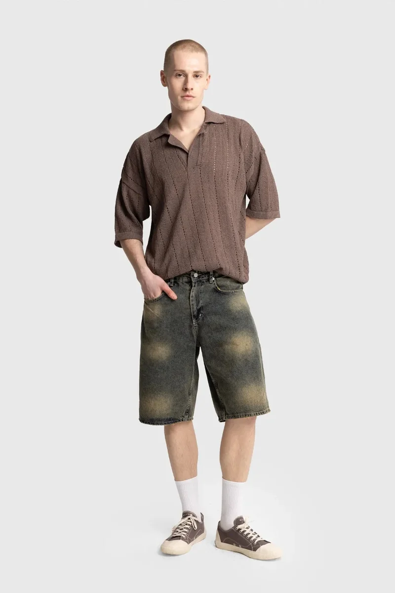 Giesto Mocha Brown GIESTO Men's Relaxed Cotton Textured Polo T-Shirt for Men | Best Price UAE