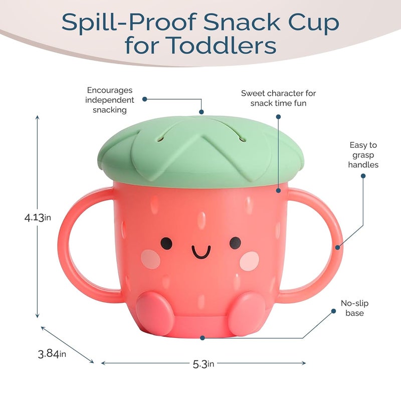 Itzy Ritzy Toddler Snack Cup  SpillProof Snack Cup for Toddlers with Soft Silicone Lid for Easy Food Access  EasyToHold Kids Snacks Container With Handles  Ideal for 12 months  Up Strawberry - Image 3
