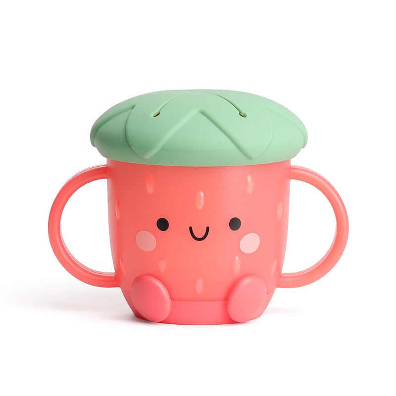 Itzy Ritzy Toddler Snack Cup  SpillProof Snack Cup for Toddlers with Soft Silicone Lid for Easy Food Access  EasyToHold Kids Snacks Container With Handles  Ideal for 12 months  Up Strawberry - Image 1
