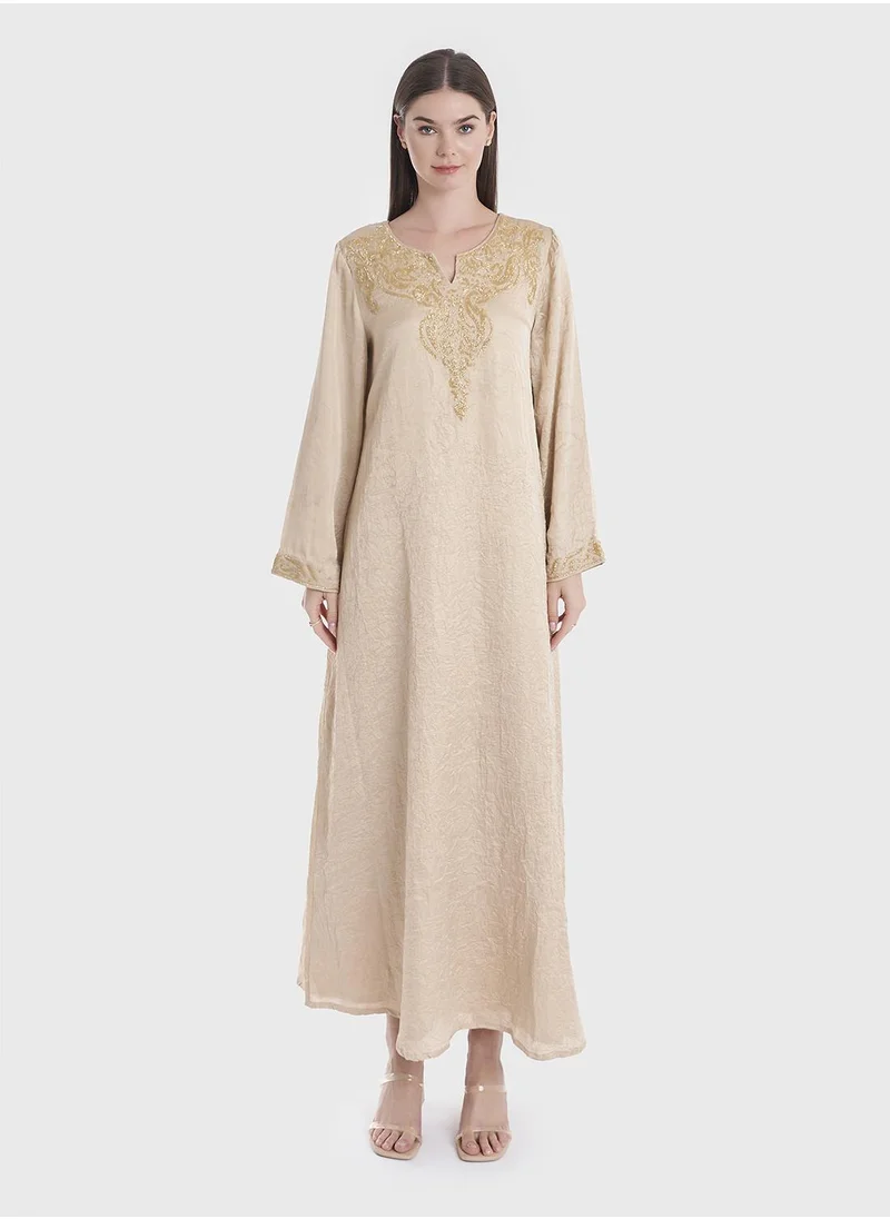 KASHKHA Solid Crushed Handwork Jalabiya