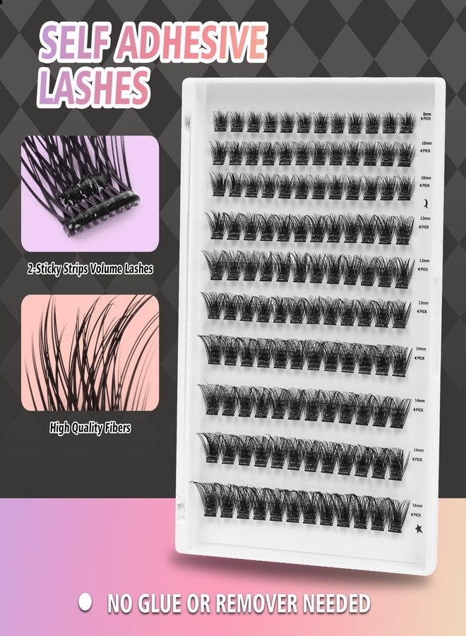 WONSIS Self Adhesive Eyelashes, 240 Pcs Self Adhesive Eyelash Clusters, No Glue Needed, Invisible 2-Strip Tape - Longer Lasting, No Sticky Residue Pre-Glued Eyelashes (Fluffy-Mixed) - Image 3