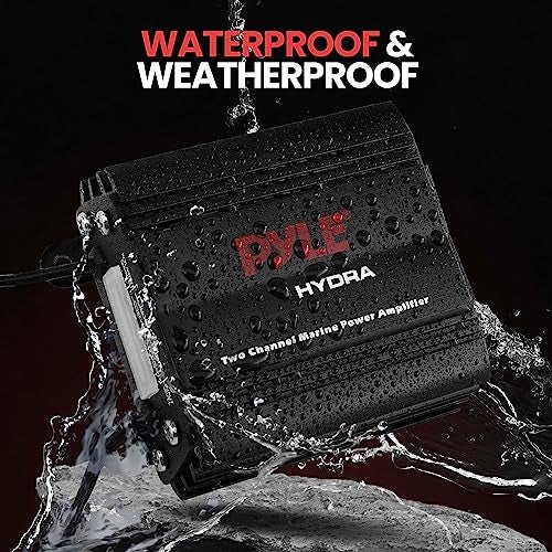 Pyle 2-Channel Marine Amplifier Receiver - Waterproof and Weatherproof Audio Subwoofer for Boat Stereo Speaker & Other Watercraft - 400 Watt Power, Wired RCA, AUX and MP3 Audio Input Cable PLMRMP1B - Image 4