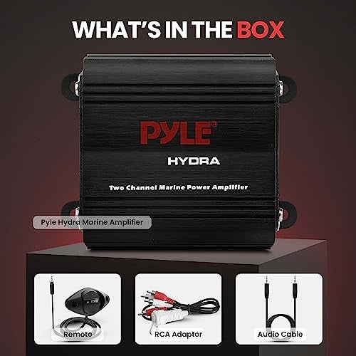 Pyle 2-Channel Marine Amplifier Receiver - Waterproof and Weatherproof Audio Subwoofer for Boat Stereo Speaker & Other Watercraft - 400 Watt Power, Wired RCA, AUX and MP3 Audio Input Cable PLMRMP1B - Image 3