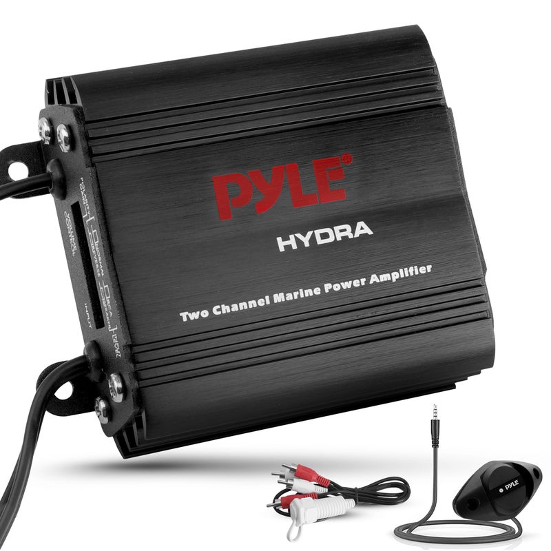 Pyle 2-Channel Marine Amplifier Receiver - Waterproof and Weatherproof Audio Subwoofer for Boat Stereo Speaker & Other Watercraft - 400 Watt Power, Wired RCA, AUX and MP3 Audio Input Cable PLMRMP1B - Image 2