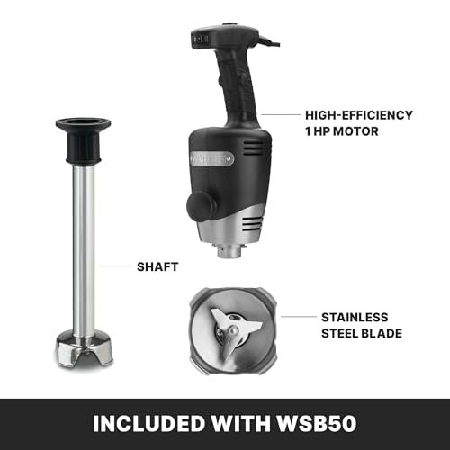 Waring Commerical WSB50 Big Stix Heavy Duty Immersion Blender, 12" Removable Shaft, 1 HP/700 Watt Variable Speed Motor, 120V, 5-15 Phase Plug,Black/Silver - Image 3
