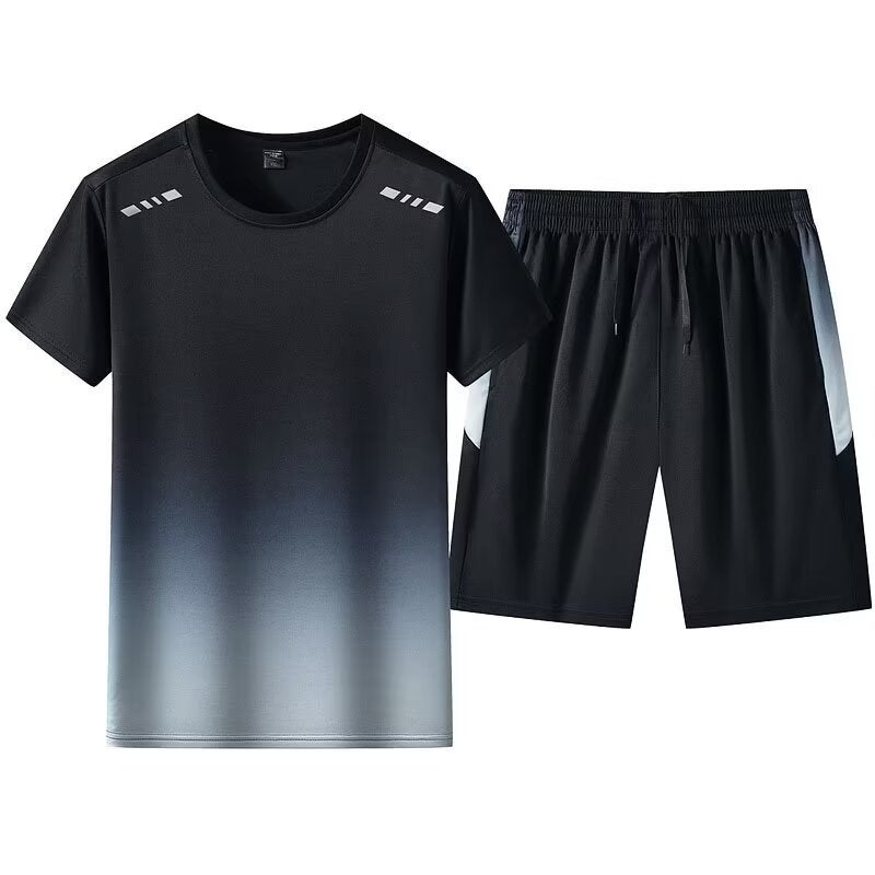 2024 Mens Casual Sports Set Short Sleeve Shorts Grey  - Image 1