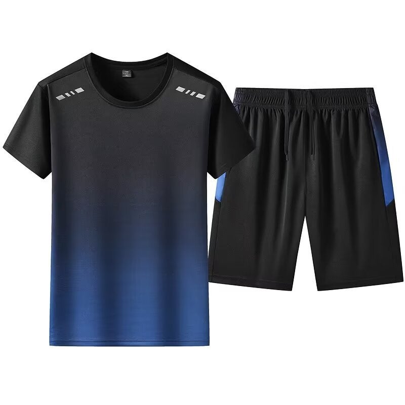 2024 Mens Casual Sports Set Short Sleeve Shorts Grey  - Image 3