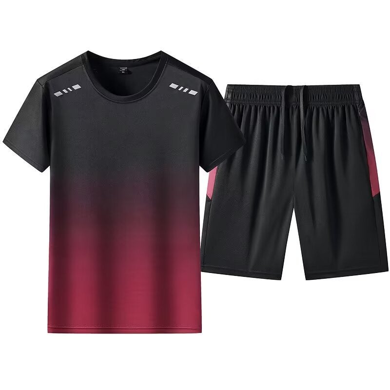 2024 Mens Casual Sports Set Short Sleeve Shorts Grey  - Image 2