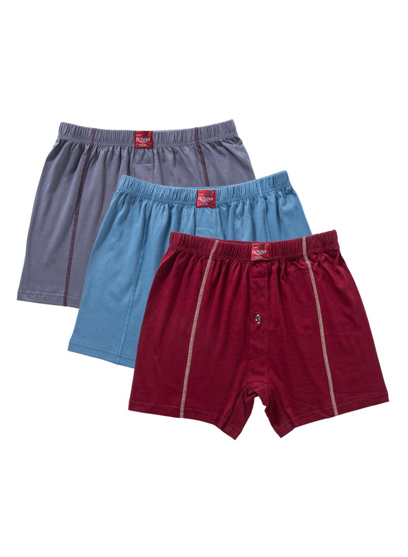 رويال تيكس رويال تكس باك يحتوي علي 3 قطع بوكسر شورت قطن 100% الوان سادة - Image 1