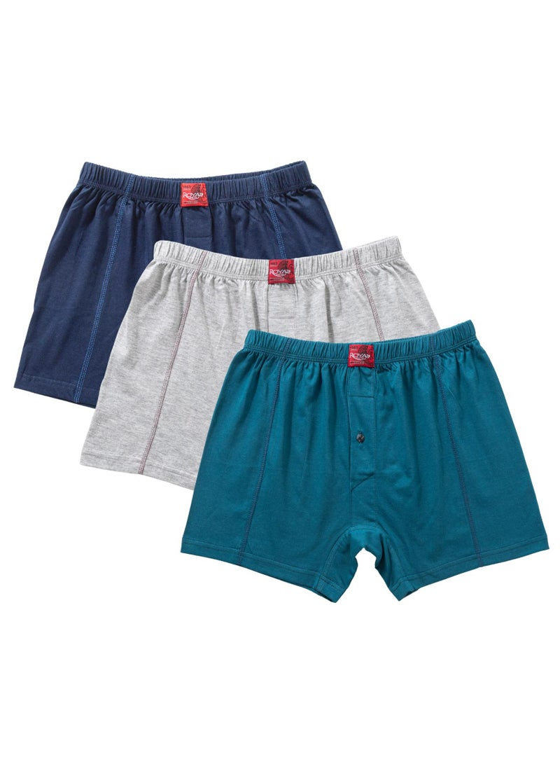 رويال تيكس رويال تكس باك يحتوي علي 3 قطع بوكسر شورت قطن 100% الوان سادة - Image 2