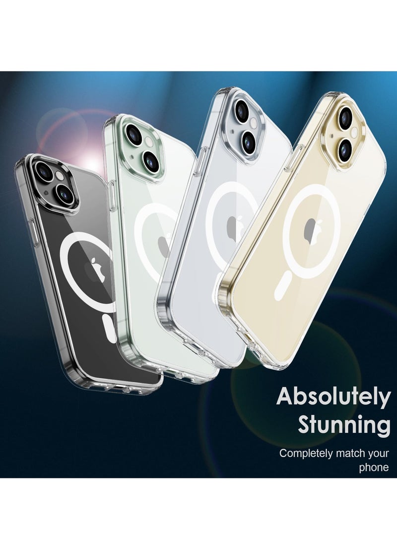 Houmt - iPhone 15 Cover Clear Magsafe Case Compatible with Magnetic Accessories Yellow Resistant Anti Scratch Shockproof Silicone Frame Slim Transparent Case for Apple iPhone 15 - Image 1
